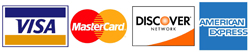 We accept Mastercard, Visa, Discover
